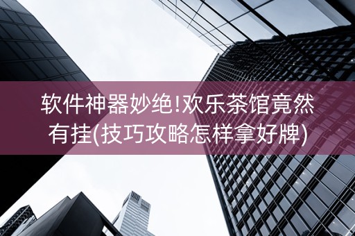 软件神器妙绝!欢乐茶馆竟然有挂(技巧攻略怎样拿好牌)