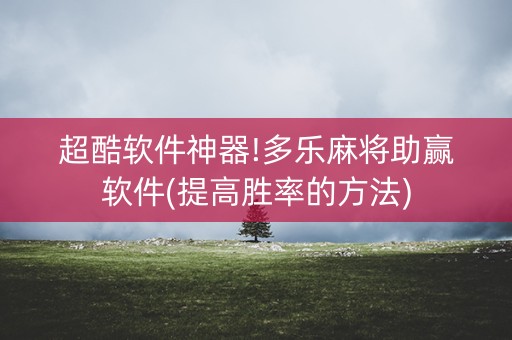超酷软件神器!多乐麻将助赢软件(提高胜率的方法)