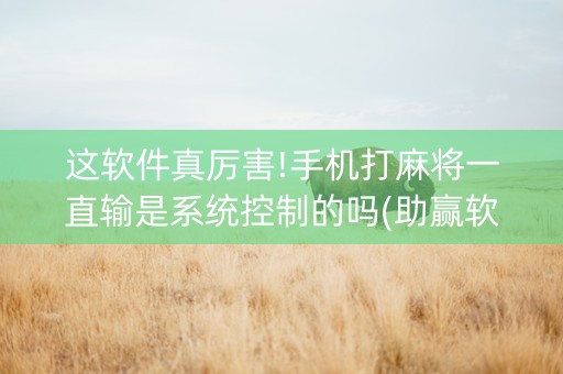 这软件真厉害!手机打麻将一直输是系统控制的吗(助赢软件有规律吗)