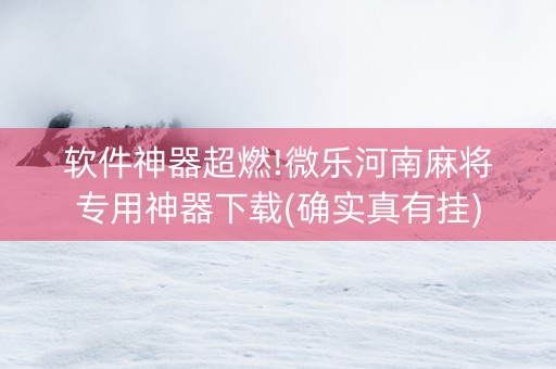 软件神器超燃!微乐河南麻将专用神器下载(确实真有挂)