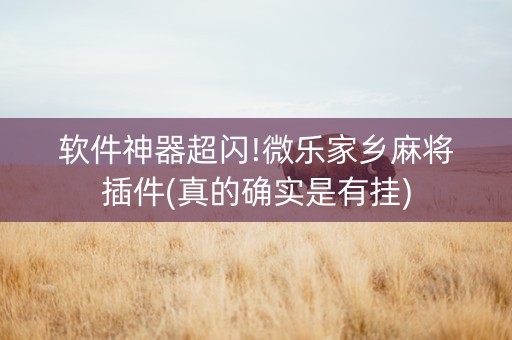 软件神器超闪!微乐家乡麻将插件(真的确实是有挂)