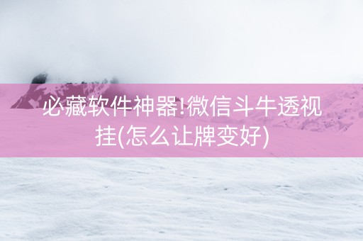 必藏软件神器!微信斗牛透视挂(怎么让牌变好)