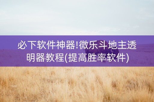必下软件神器!微乐斗地主透明器教程(提高胜率软件)