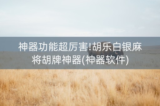 神器功能超厉害!胡乐白银麻将胡牌神器(神器软件)