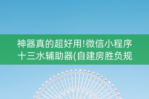 神器真的超好用!微信小程序十三水辅助器(自建房胜负规律)