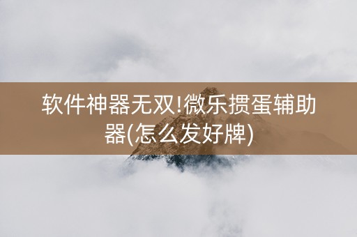 软件神器无双!微乐掼蛋辅助器(怎么发好牌)