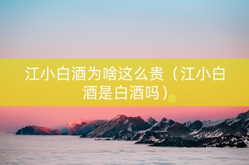 江小白酒为啥这么贵（江小白酒是白酒吗）
