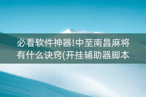 必看软件神器!中至南昌麻将有什么诀窍(开挂辅助器脚本)