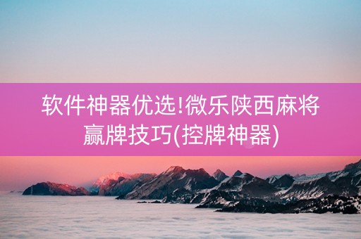 软件神器优选!微乐陕西麻将赢牌技巧(控牌神器)