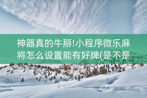 神器真的牛掰!小程序微乐麻将怎么设置能有好牌(是不是有猫腻)