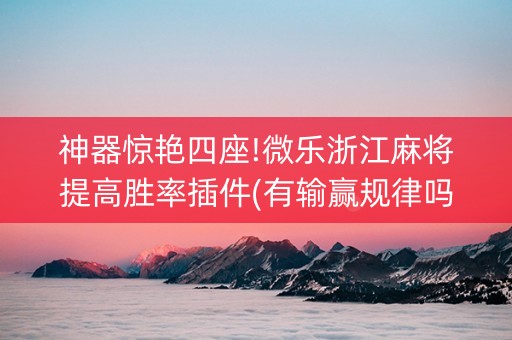 神器惊艳四座!微乐浙江麻将提高胜率插件(有输赢规律吗)
