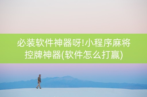 必装软件神器呀!小程序麻将控牌神器(软件怎么打赢)