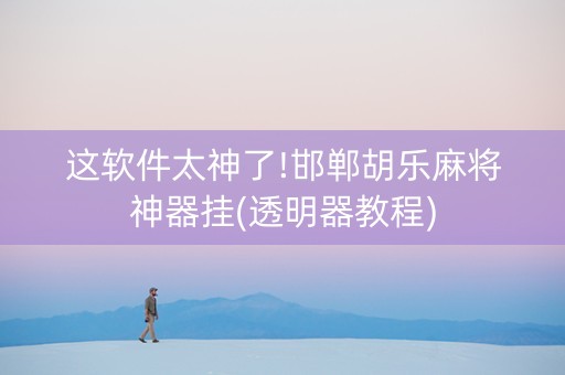 这软件太神了!邯郸胡乐麻将神器挂(透明器教程)