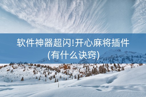软件神器超闪!开心麻将插件(有什么诀窍)