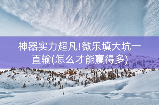 神器实力超凡!微乐填大坑一直输(怎么才能赢得多)