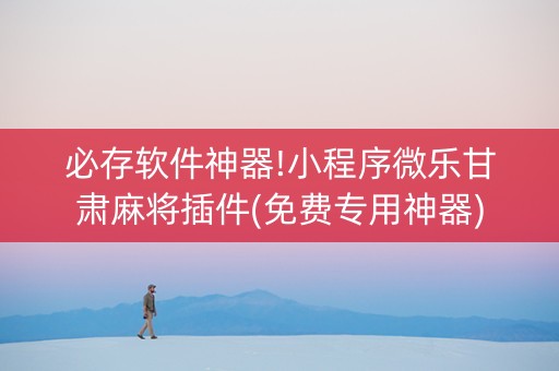 必存软件神器!小程序微乐甘肃麻将插件(免费专用神器)