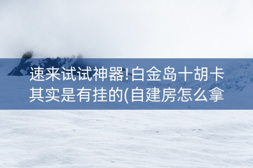 速来试试神器!白金岛十胡卡其实是有挂的(自建房怎么拿好牌)