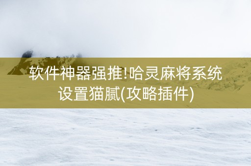 软件神器强推!哈灵麻将系统设置猫腻(攻略插件)