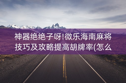 神器绝绝子呀!微乐海南麻将技巧及攻略提高胡牌率(怎么才可以赢)