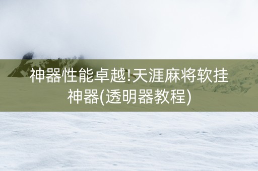 神器性能卓越!天涯麻将软挂神器(透明器教程)