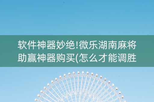 软件神器妙绝!微乐湖南麻将助赢神器购买(怎么才能调胜率)