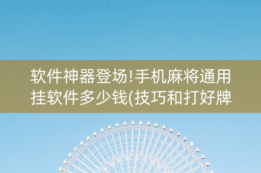 软件神器登场!手机麻将通用挂软件多少钱(技巧和打好牌方法)