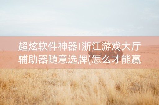 超炫软件神器!浙江游戏大厅辅助器随意选牌(怎么才能赢)