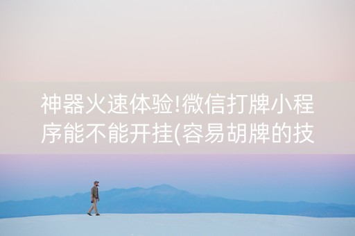神器火速体验!微信打牌小程序能不能开挂(容易胡牌的技巧)