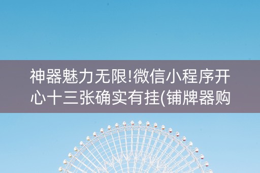 神器魅力无限!微信小程序开心十三张确实有挂(铺牌器购买)