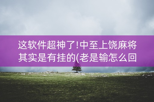 这软件超神了!中至上饶麻将其实是有挂的(老是输怎么回事)