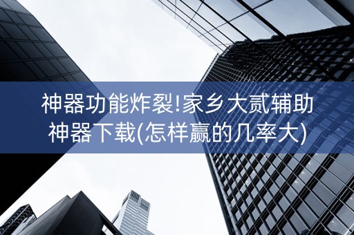 神器功能炸裂!家乡大贰辅助神器下载(怎样赢的几率大)