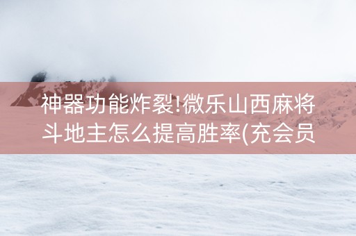神器功能炸裂!微乐山西麻将斗地主怎么提高胜率(充会员胜率高)