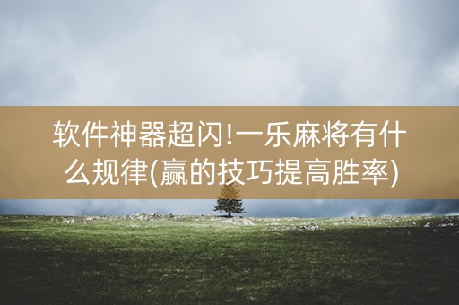 软件神器超闪!一乐麻将有什么规律(赢的技巧提高胜率)