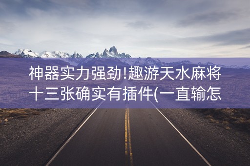 神器实力强劲!趣游天水麻将十三张确实有插件(一直输怎么办)