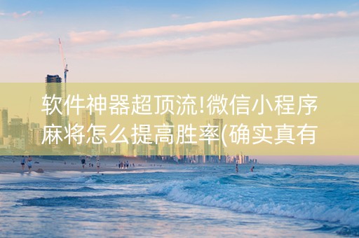 软件神器超顶流!微信小程序麻将怎么提高胜率(确实真有挂)