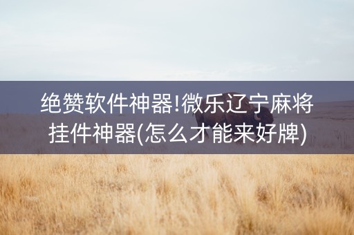 绝赞软件神器!微乐辽宁麻将挂件神器(怎么才能来好牌)