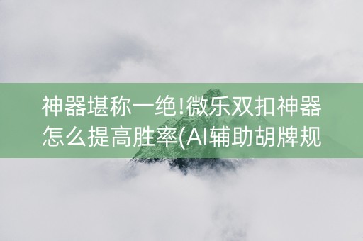 神器堪称一绝!微乐双扣神器怎么提高胜率(AI辅助胡牌规则)