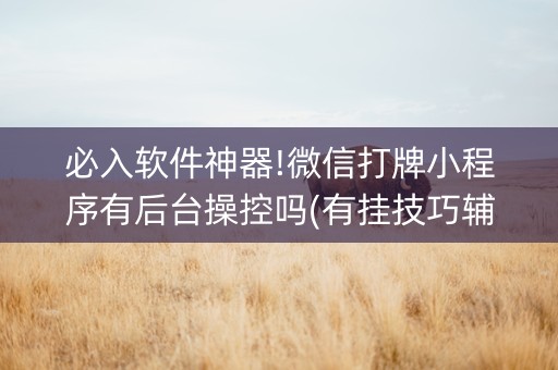必入软件神器!微信打牌小程序有后台操控吗(有挂技巧辅助器)