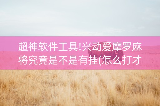 超神软件工具!兴动爱摩罗麻将究竟是不是有挂(怎么打才能赢)