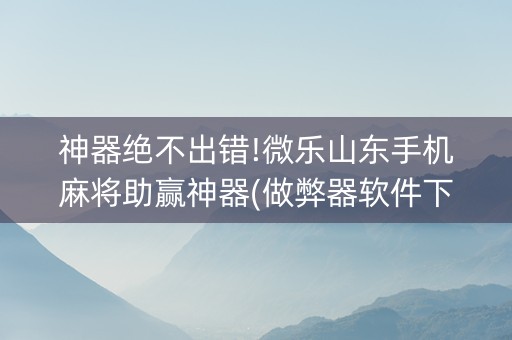 神器绝不出错!微乐山东手机麻将助赢神器(做弊器软件下载)