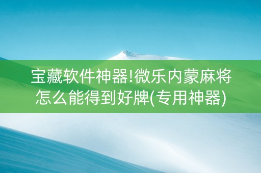 宝藏软件神器!微乐内蒙麻将怎么能得到好牌(专用神器)