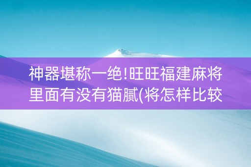神器堪称一绝!旺旺福建麻将里面有没有猫腻(将怎样比较容易赢)