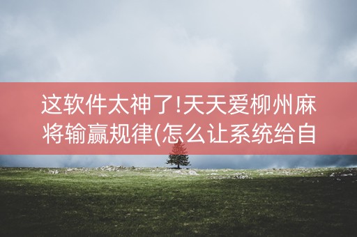 这软件太神了!天天爱柳州麻将输赢规律(怎么让系统给自己好牌)