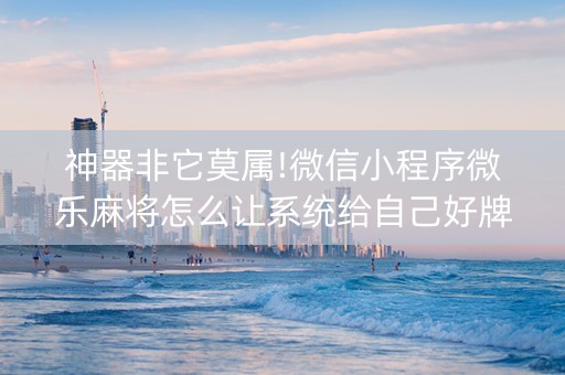 神器非它莫属!微信小程序微乐麻将怎么让系统给自己好牌(如何打赢有插件吗)