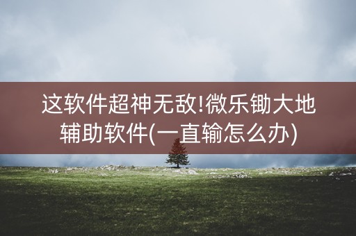 这软件超神无敌!微乐锄大地辅助软件(一直输怎么办)