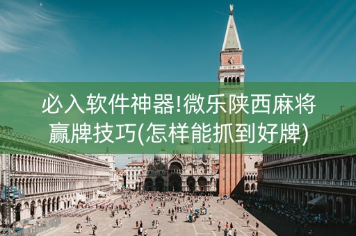 必入软件神器!微乐陕西麻将赢牌技巧(怎样能抓到好牌)
