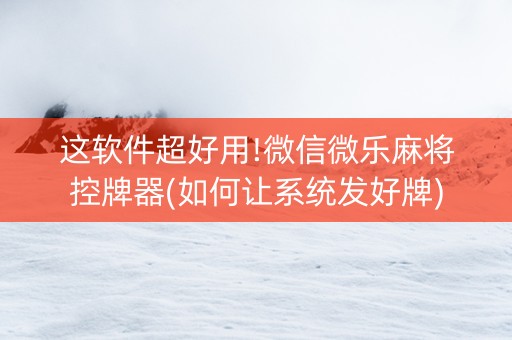 这软件超好用!微信微乐麻将控牌器(如何让系统发好牌)