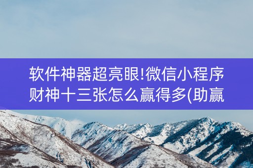 软件神器超亮眼!微信小程序财神十三张怎么赢得多(助赢神器)