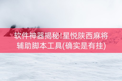 软件神器揭秘!星悦陕西麻将辅助脚本工具(确实是有挂)