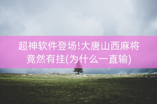 超神软件登场!大唐山西麻将竟然有挂(为什么一直输)